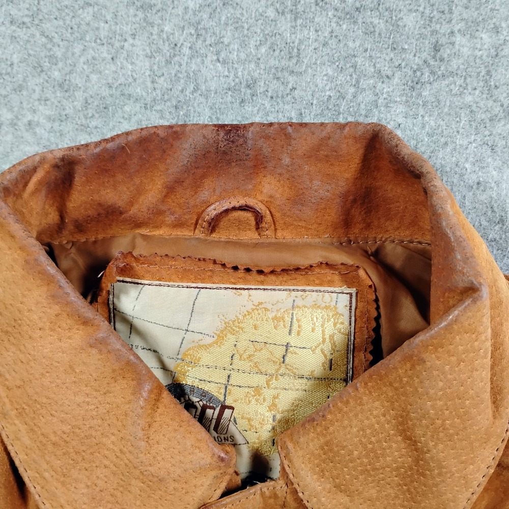 G-III Leather Fashions Mens Medium Tan Suede Bomber Flight Jacket - Picture 10 of 12